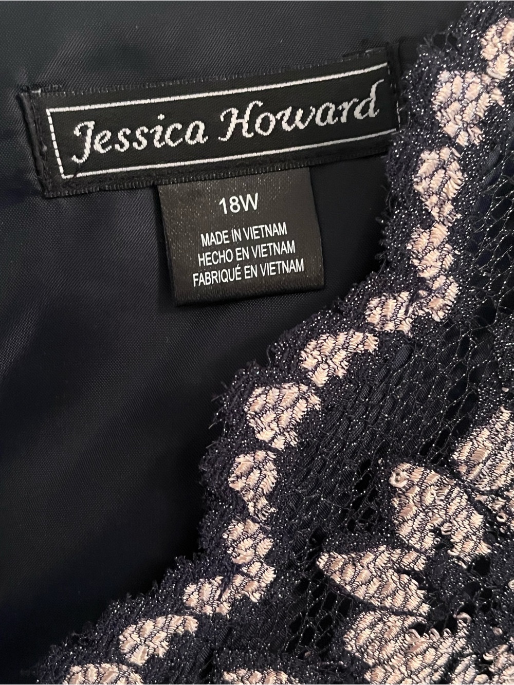 Jessica Howard Navy Satin Skirt with  Lace Bodice Maxi Dress - Picture 7 of 11